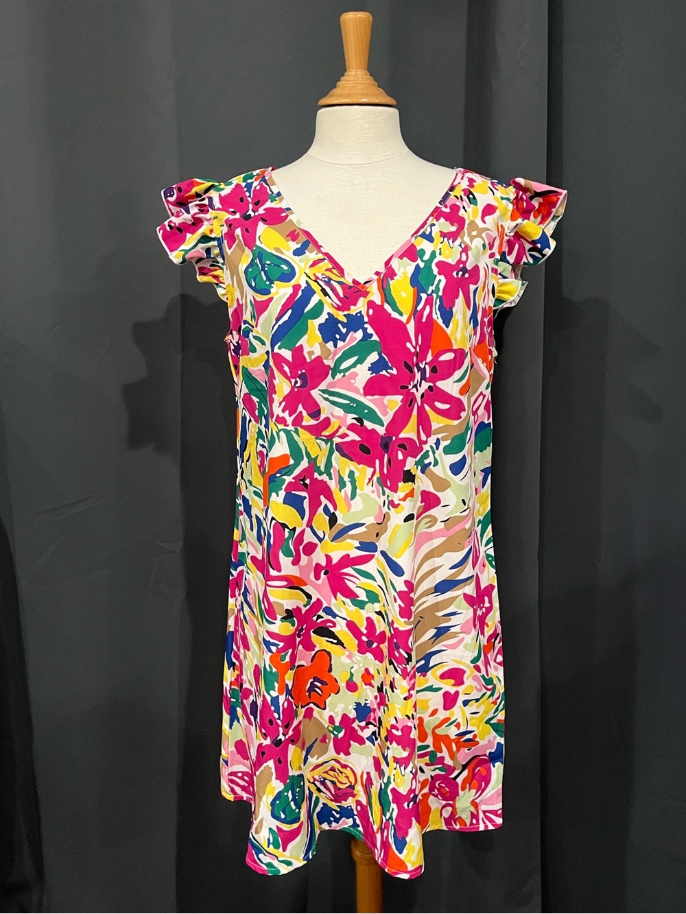 SHEIN Sz L‎ Cap Sleeve Floral Dress.